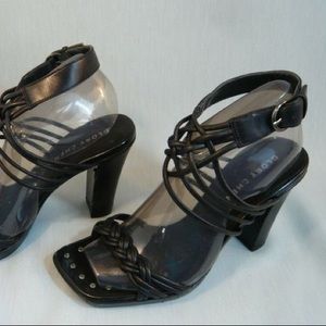 Black Glory Chen Heels With Silver Tone Nailhead Accents, Size 6 1/2